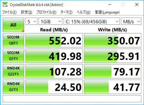 SSDに変更した後の動作速度